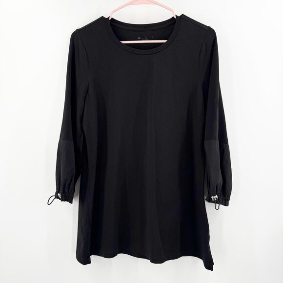 E.L.I. Top Size Medium Black Luxury Knit Peruvian Pima Cotton Stretch Drawstring - Picture 1 of 13